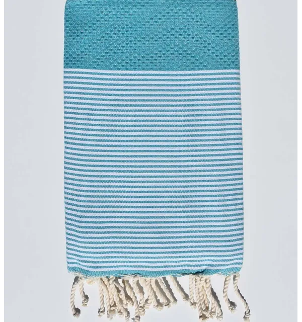 Fouta nid d'abeille vert bleu Fouta Tunisia - 1