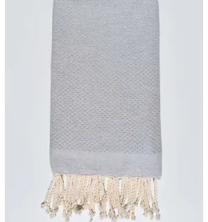 Fouta nid d'abeille unie gris clair Fouta Tunisia - 1