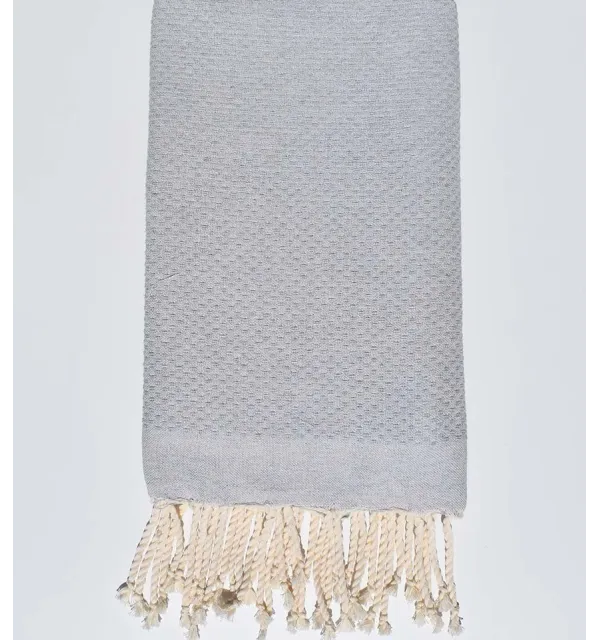 Fouta nid d'abeille unie gris clair Fouta Tunisia - 1