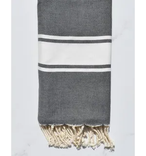 Fouta Plate gris ardoise bande blanche - 2
