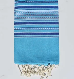 Fouta arabesque bleu et bleu azur Fouta Tunisia - 1