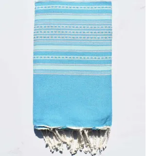 Fouta arabesque bleu céleste et azur brume Fouta Tunisia - 1