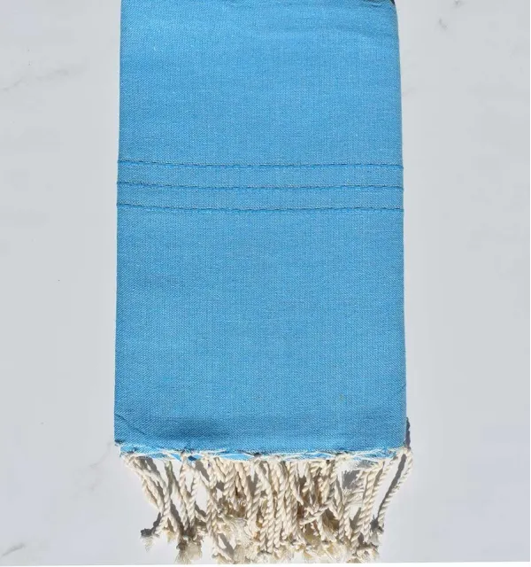 Fouta plate unie bleu azur Fouta Tunisia - 1