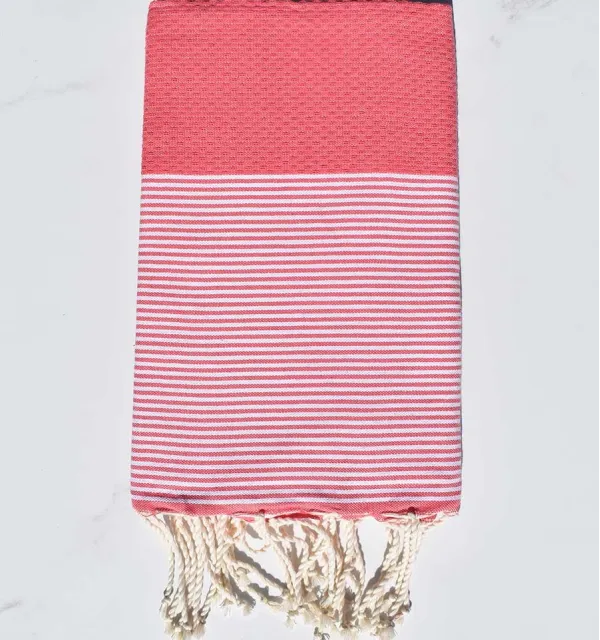 Fouta nid d'abeille rose Fouta Tunisia - 1