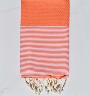 Fouta nid d'abeille orange pastel clair Fouta Tunisia - 1