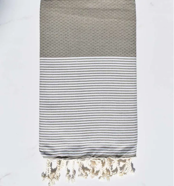 Fouta nid d'abeille kaki Fouta Tunisia - 1