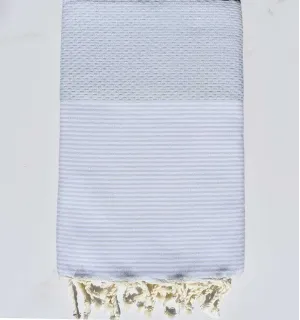 Fouta nid d'abeille bleu dragée Fouta Tunisia - 1