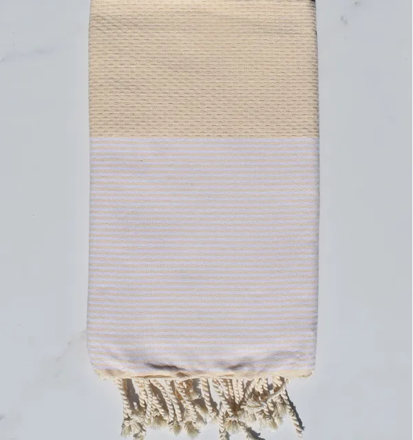Fouta nid d'abeille crème Fouta Tunisia - 1