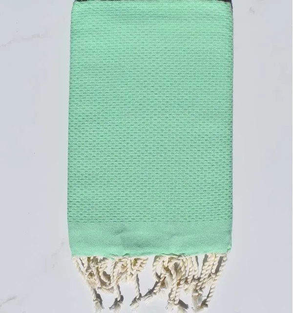 Fouta nid d'abeille unie vert opaline Fouta Tunisia - 1