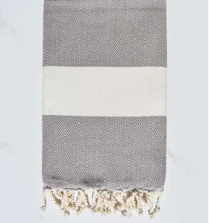 Fouta chevron Diamant taupe Fouta Tunisia - 1