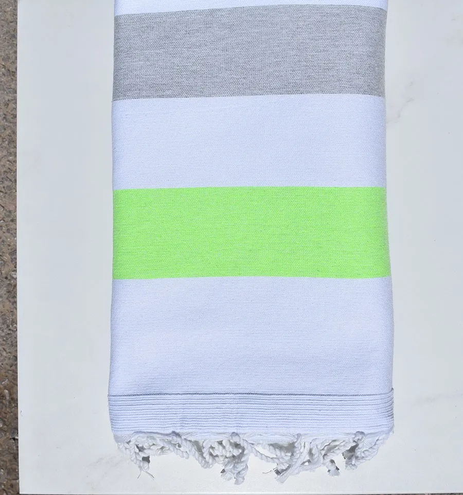 Fouta éponge voilier vert vif et gris Fouta Tunisia - 4