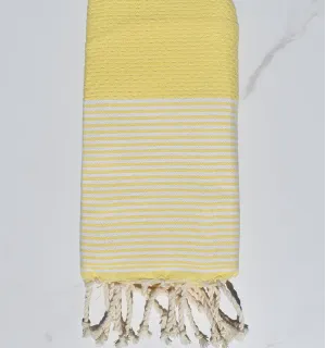 Fouta enfant nid d'abeille jaune chrome  - 1