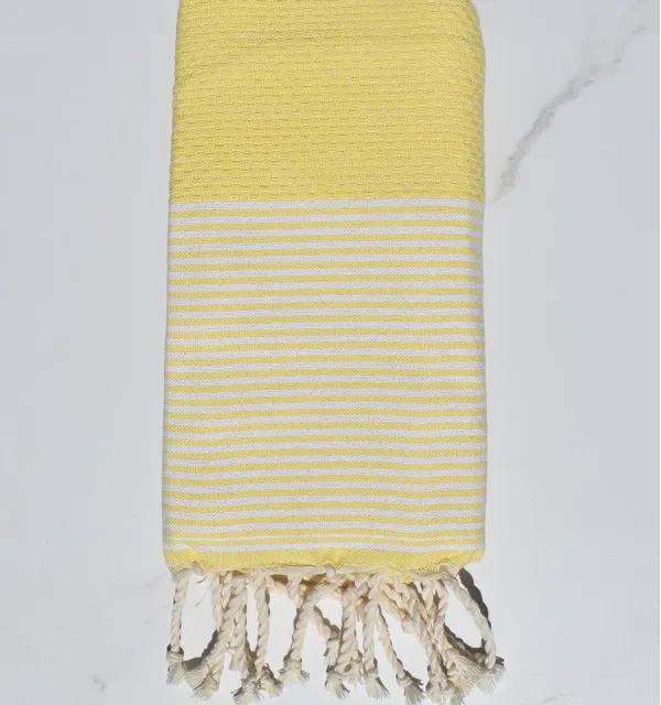 Fouta enfant nid d'abeille jaune chrome - 1