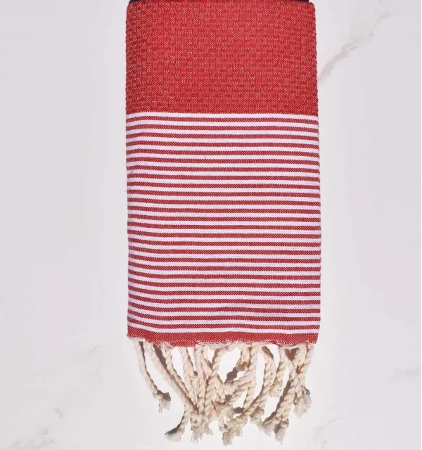 Fouta enfant nid d'abeille rouge Fouta Tunisia - 1