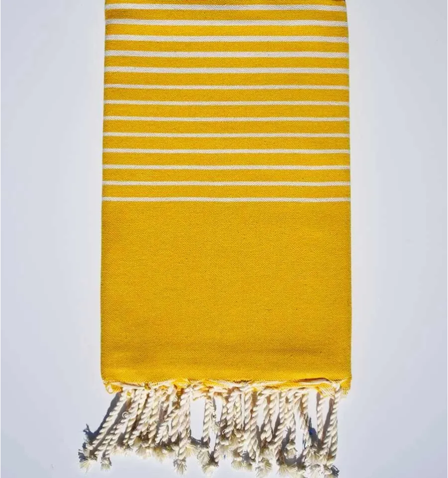 Fouta Portofino en Coton Recyclé jaune moutarde Fouta Tunisia - 4
