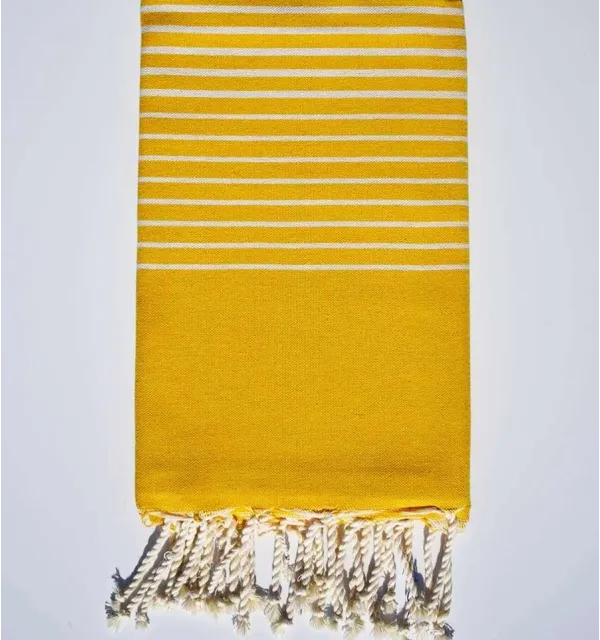 Fouta Portofino en Coton Recyclé jaune moutarde Fouta Tunisia - 4