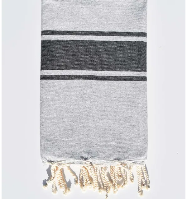 fouta plate noir rayée gris Fouta Tunisia - 3