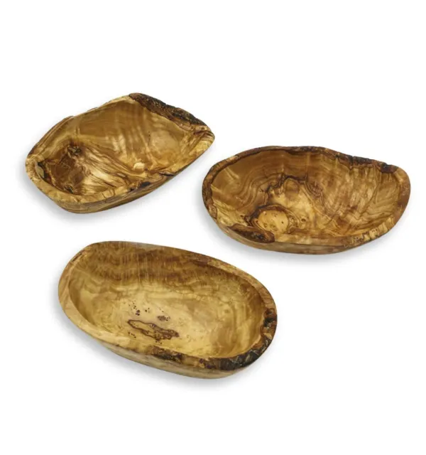 Set de 3 ravier rustique en bois d'olivier - 2