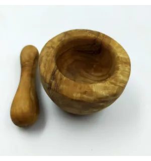 Mortier avec pilon en bois d'olivier 8cm - 1 2