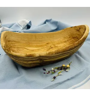 Saladier ovale en bois d'olivier  - 1