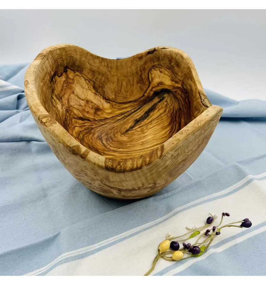 saladier rustique en bois d'olivier  - 3