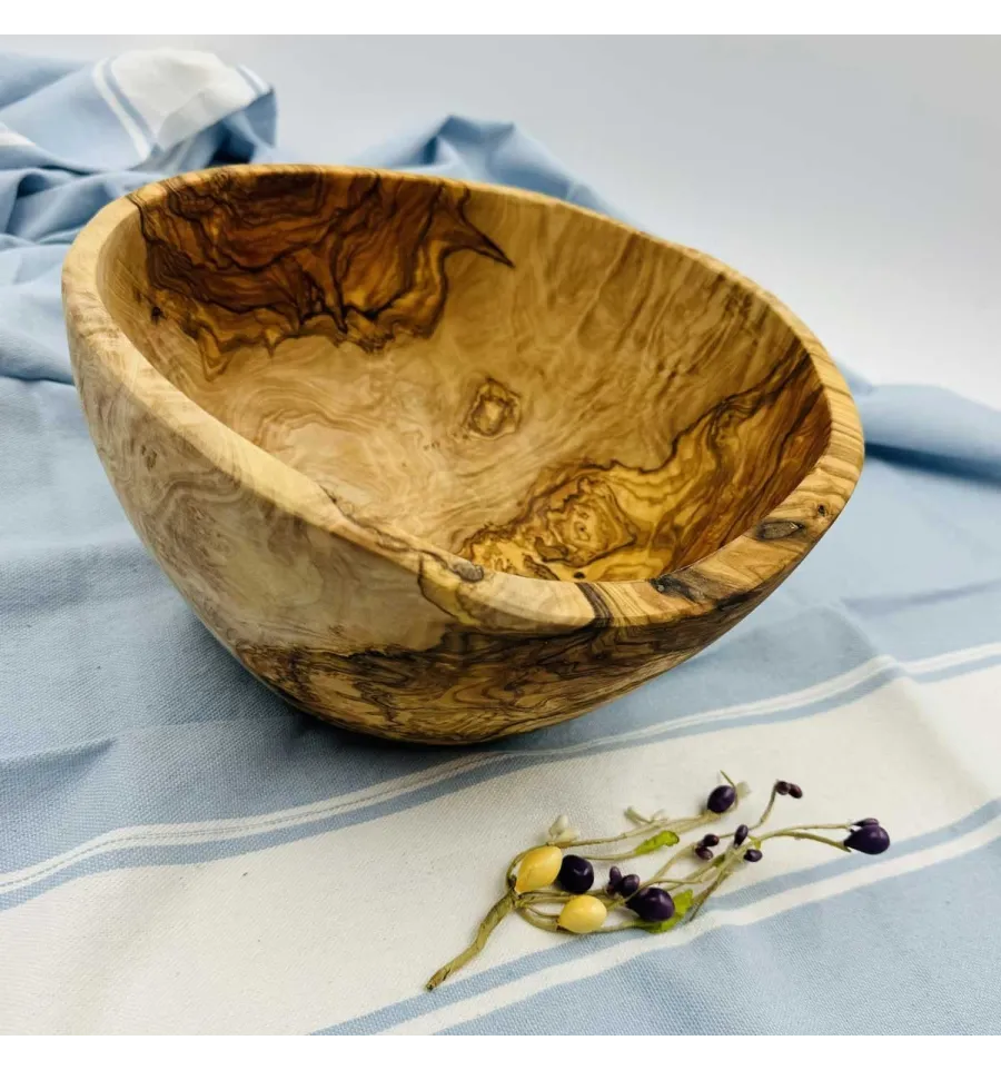 saladier rustique en bois d'olivier  - 4