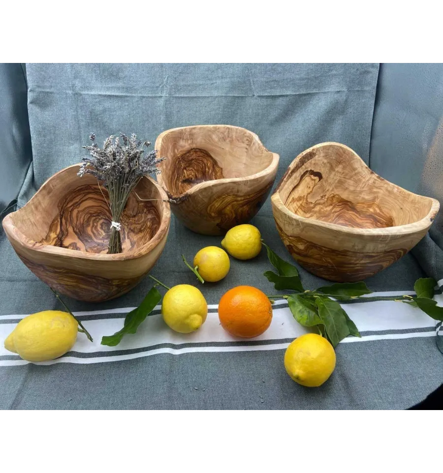 saladier rustique en bois d'olivier  - 5