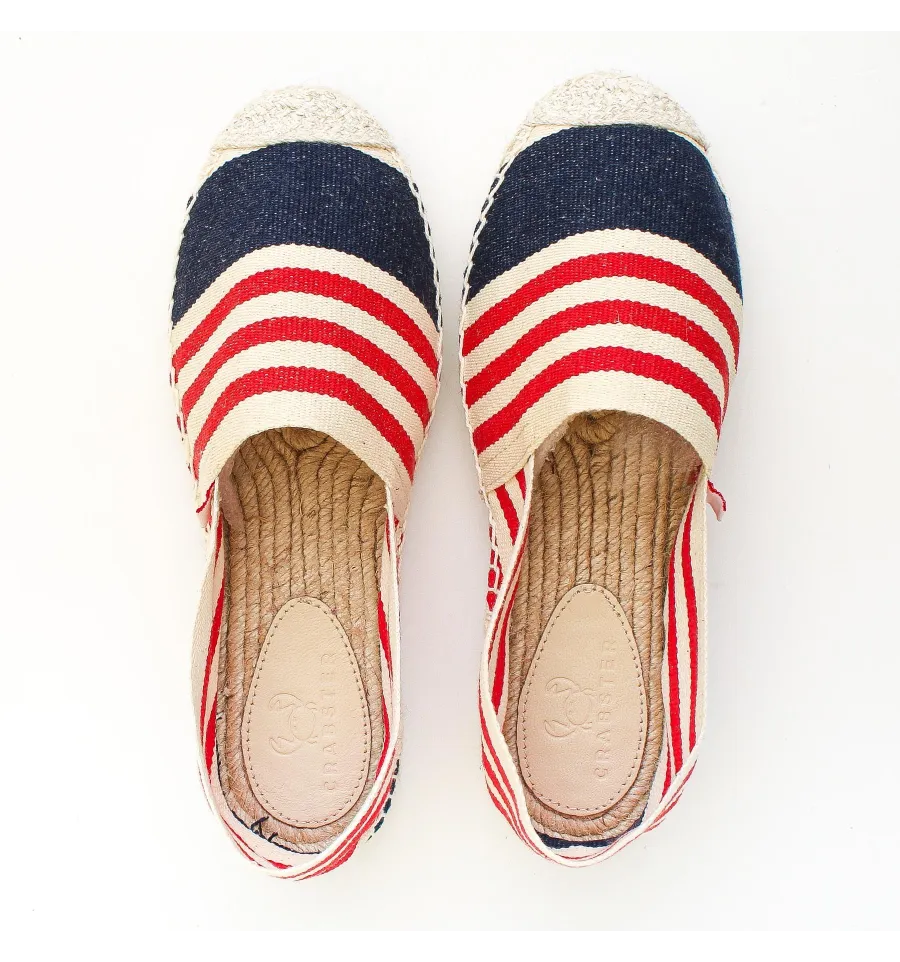 Espadrille Femme Marine, Écru et Rouge Crabster - 2