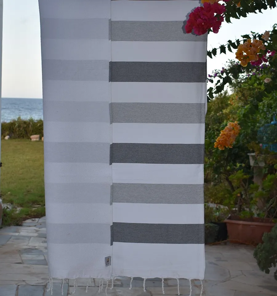 Fouta éponge voilier gris et gris clair Fouta Tunisia - 2