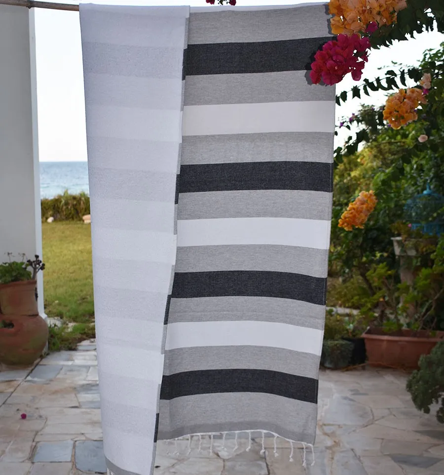 Fouta éponge voilier noir et blanc Fouta Tunisia - 2