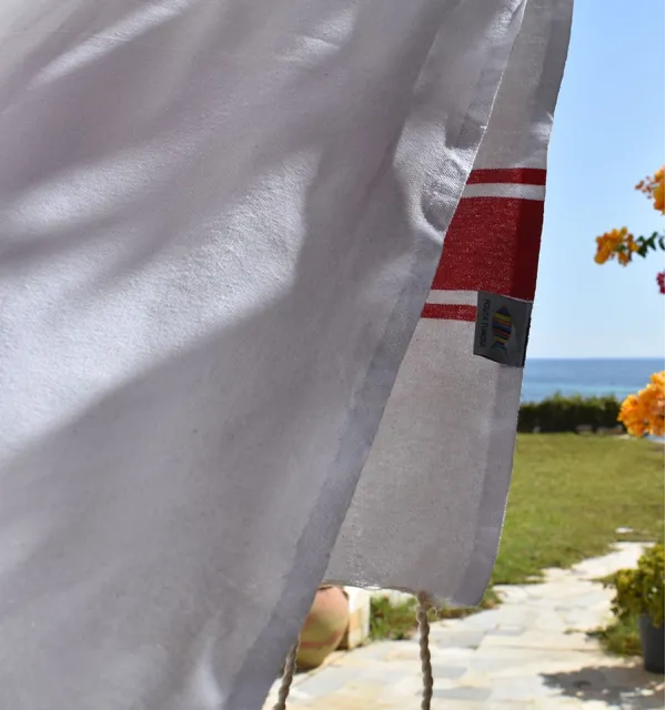 Fouta plate blanche bandes rouge Fouta Tunisia - 3