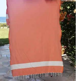 Fouta Diamant orange corail Fouta Tunisia - 1