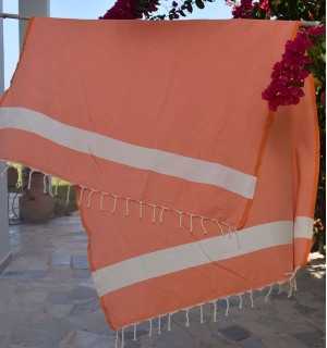 Fouta Diamant orange corail Fouta Tunisia - 1 2