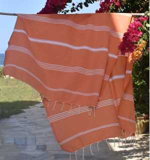 Fouta Mykonos orange - Serviette de plage - Fouta Tunisia 2