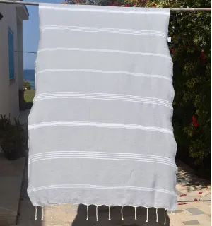 Fouta Mykonos en Coton Recyclé gris clair Fouta Tunisia - 1