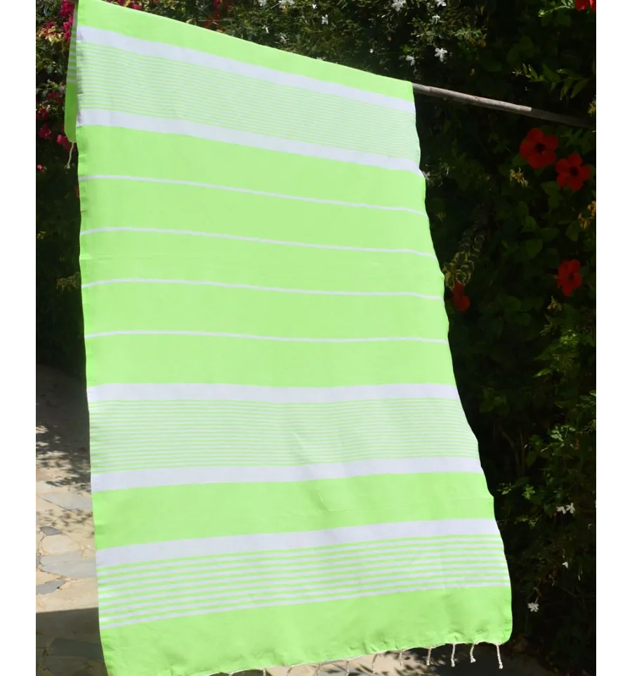 Fouta arthur en Coton Recyclé vert fluo Fouta Tunisia - 2