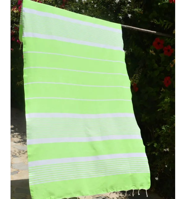 Fouta arthur en Coton Recyclé vert fluo Fouta Tunisia - 2