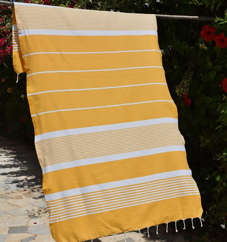 Serviette de plage arthur jaune foncé Fouta Tunisia - 2