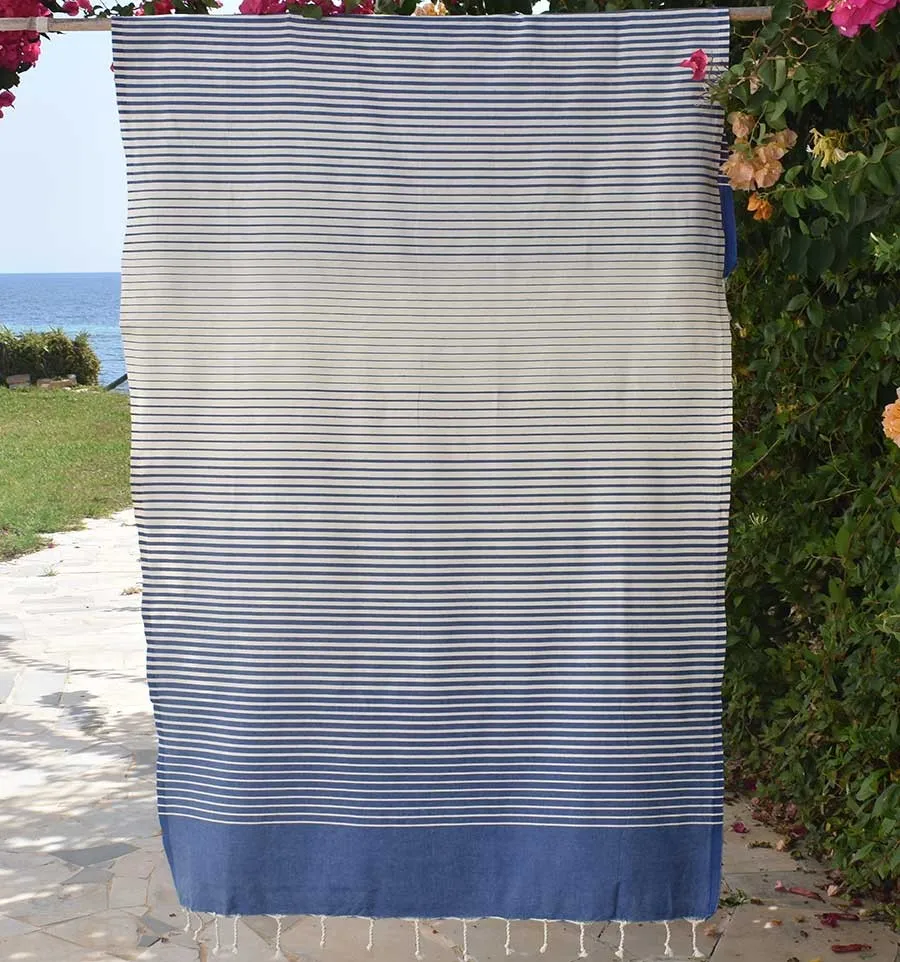 Fouta Portofino en Coton Recyclé bleu Fouta Tunisia - 4