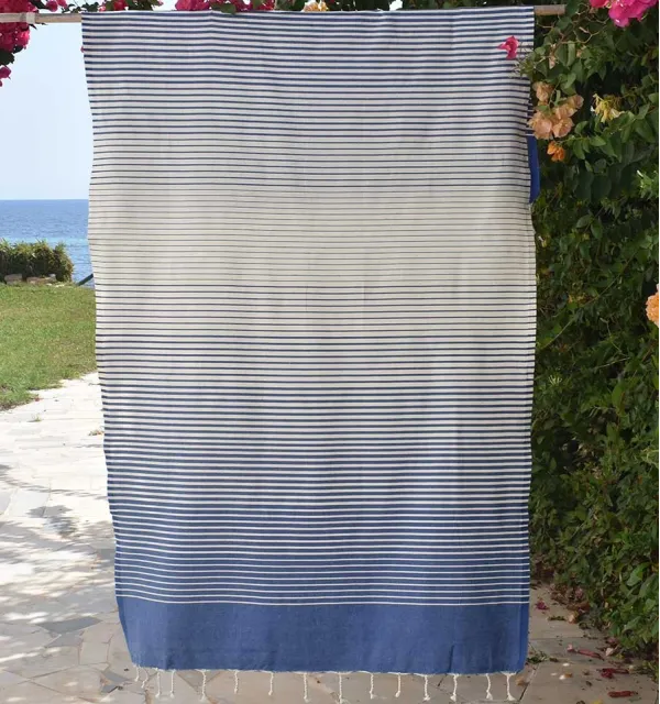 Fouta Portofino en Coton Recyclé bleu Fouta Tunisia - 4