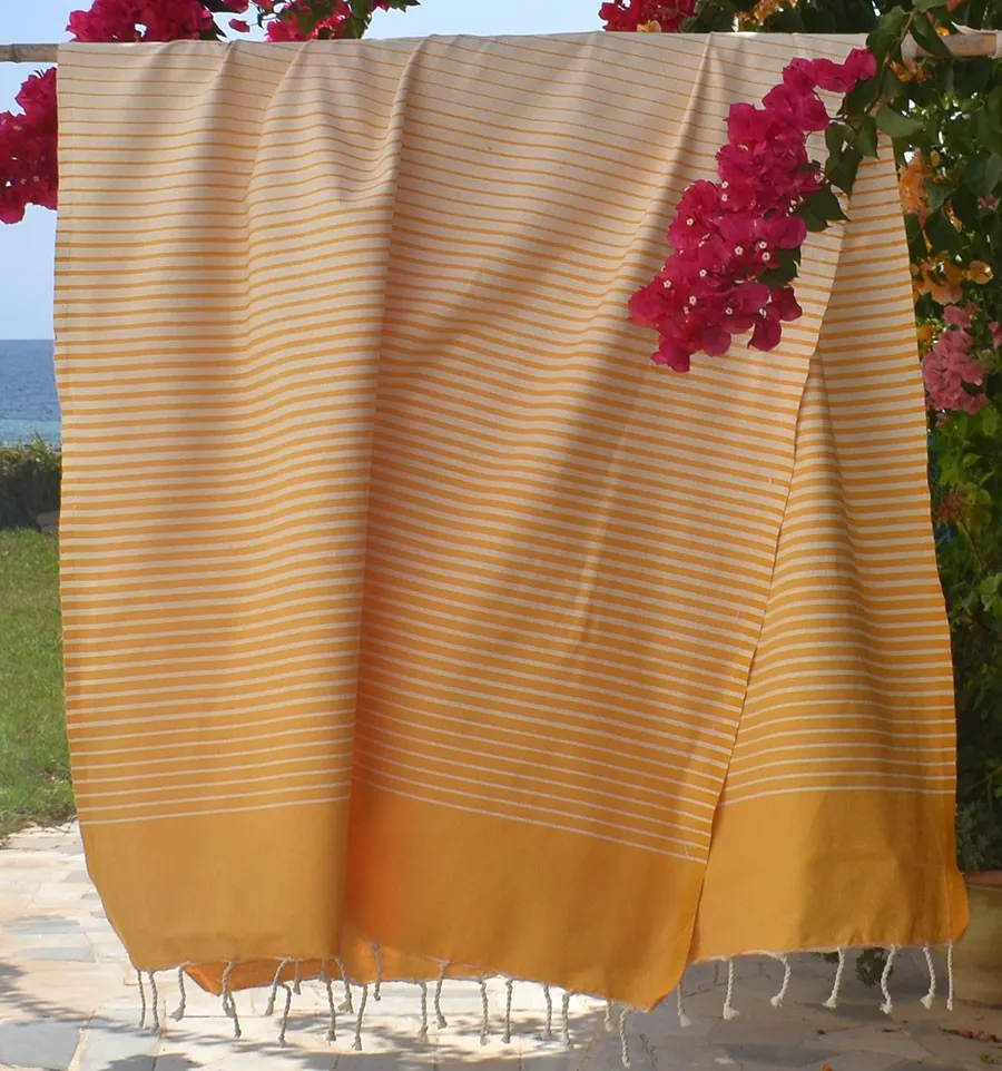 Fouta Portofino en Coton Recyclé jaune moutarde Fouta Tunisia - 3