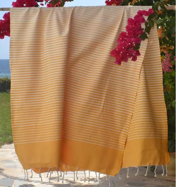 Fouta Portofino en Coton Recyclé jaune moutarde Fouta Tunisia - 3