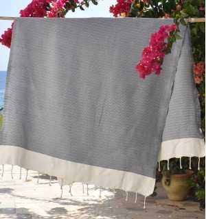 Fouta PIQUE-PIQUE gris Fouta Tunisia - 1 2