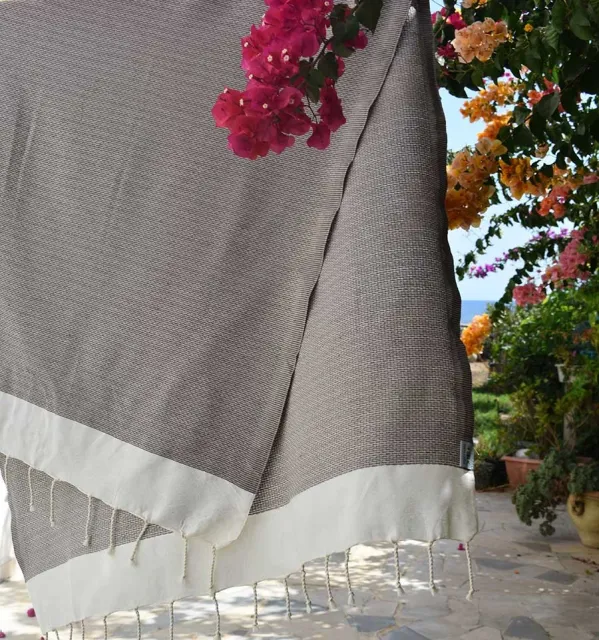 Fouta PIQUE-PIQUE taupe Fouta Tunisia - 4