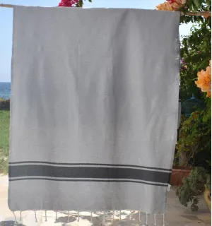 fouta plate noir rayée gris Fouta Tunisia - 2