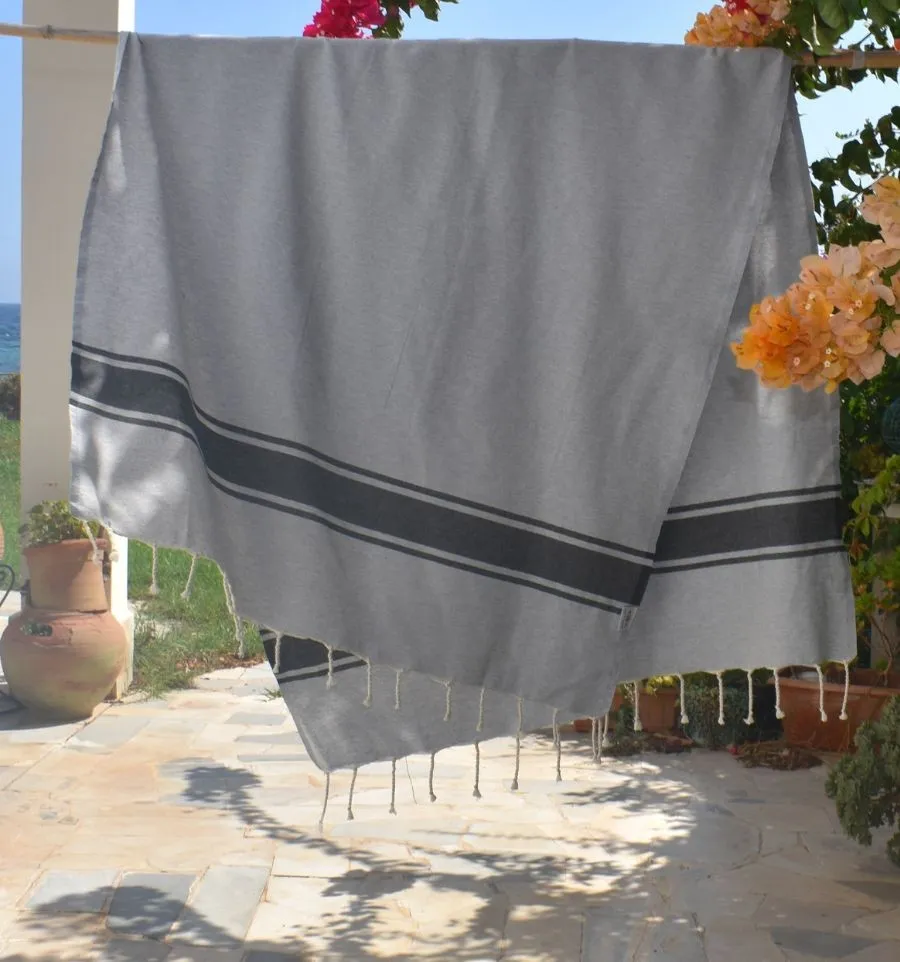 fouta plate noir rayée gris Fouta Tunisia - 4