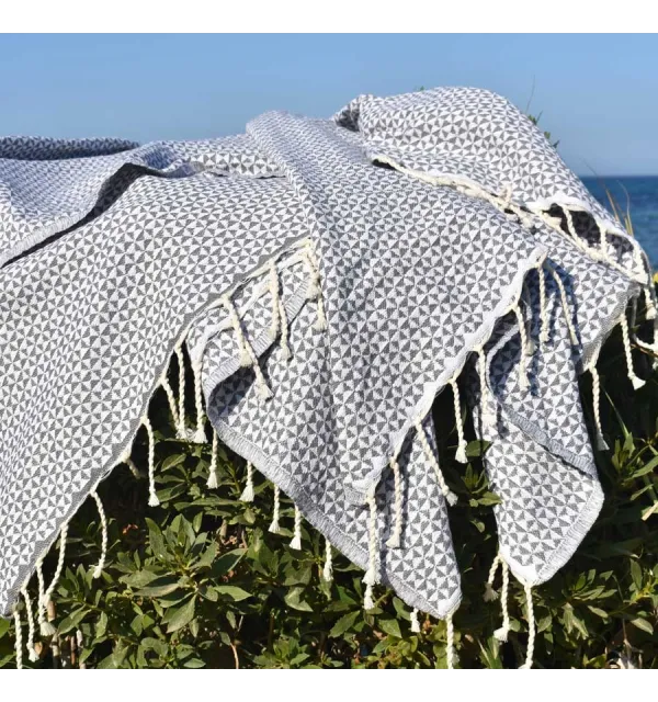 Jeté papillon gris Fouta Tunisia - 4