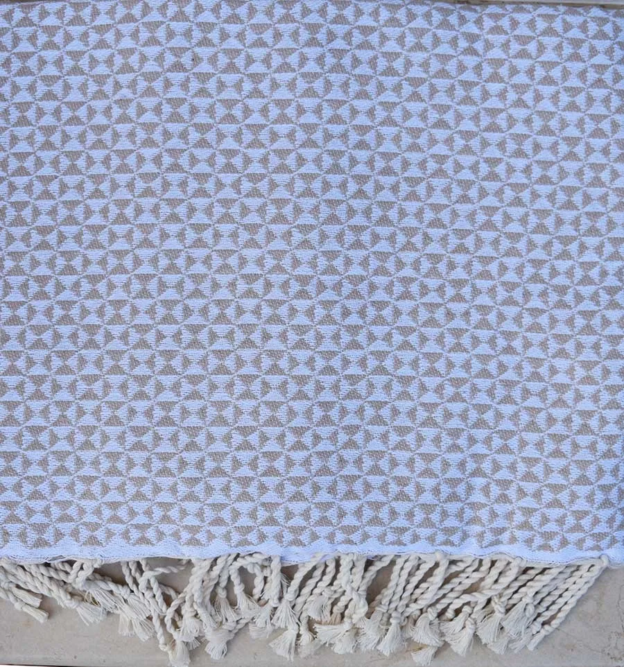 Jeté de canapé papillon beige Fouta Tunisia - 2