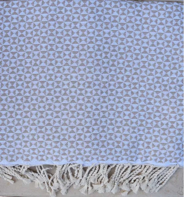 Jeté de canapé papillon beige Fouta Tunisia - 2