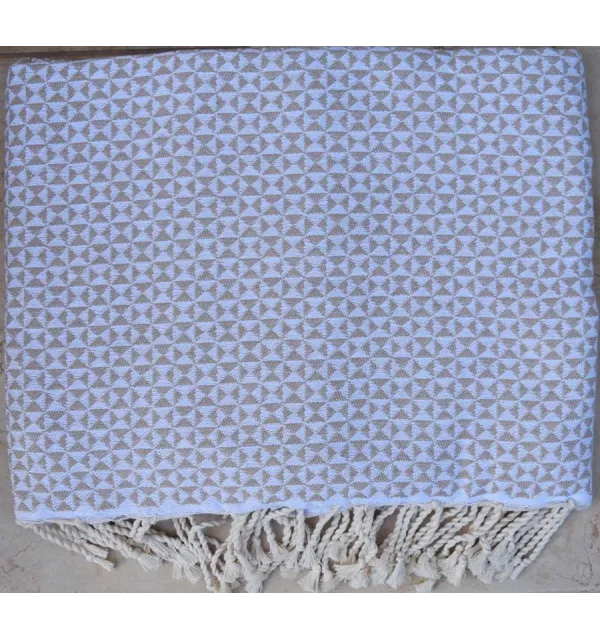 Jeté de canapé papillon beige Fouta Tunisia - 1